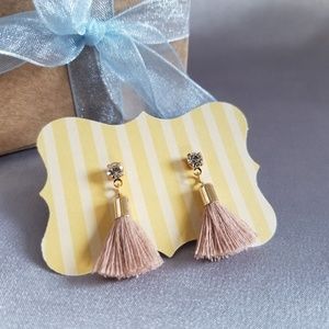 New gift ready tassel earrings in taupe